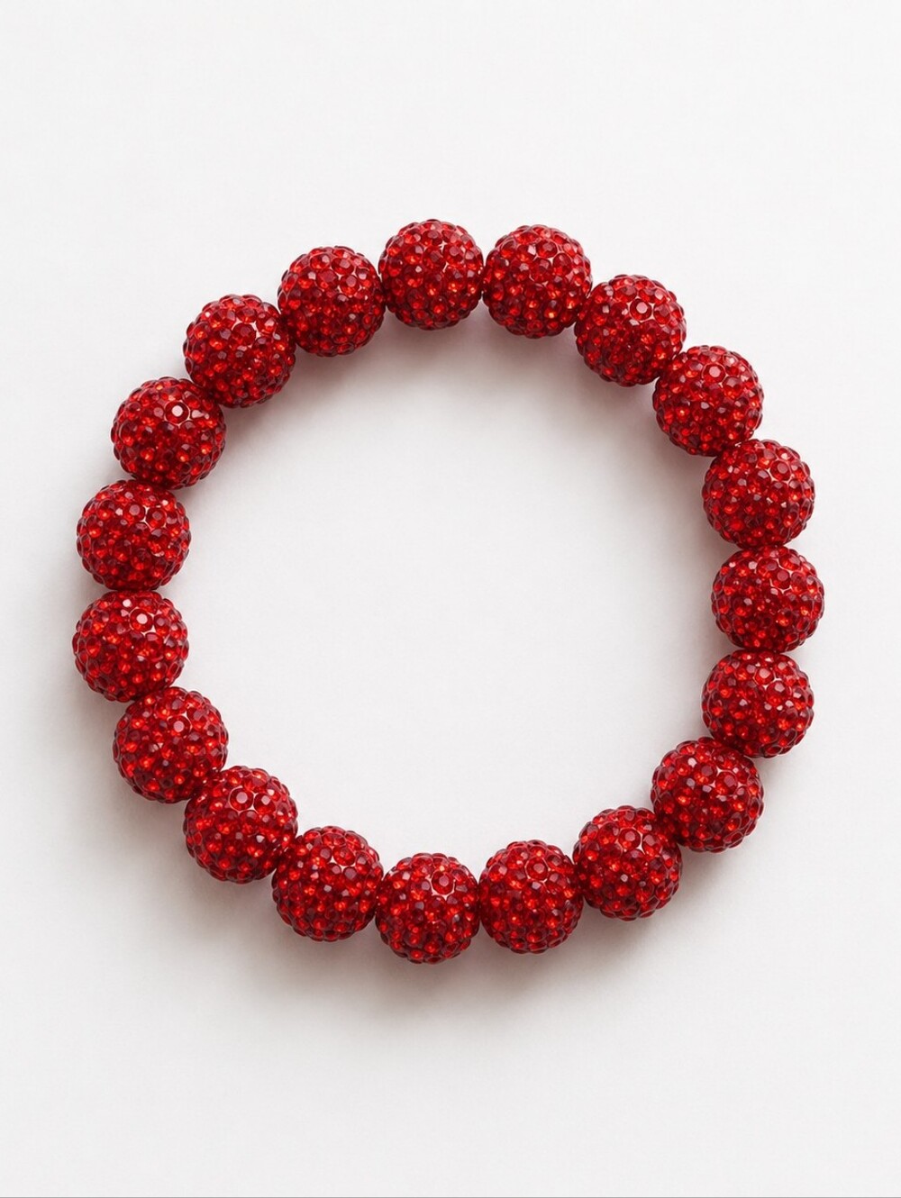 Hand Crafted Red Rhinestone Beaded Bracelet Stretch Adult Size Jewelry